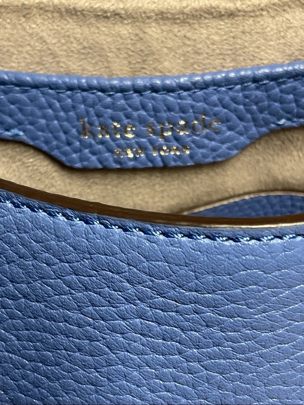Kate Spade Roulette Small Saddle Bag Blue Pebbled Leather Crossbody Purse Flap